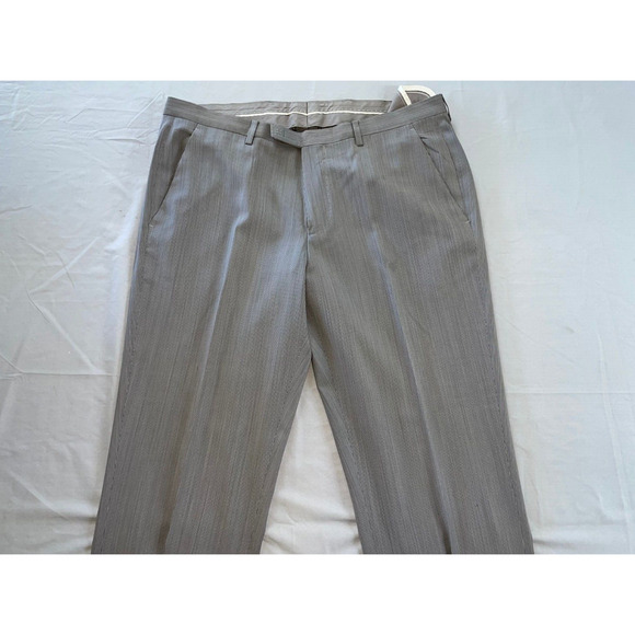 Hugo Boss Sharp1 US Flat Front Wool Dress Pants, Slacks. Gray Stripe, 33X30 Read - Picture 5 of 10